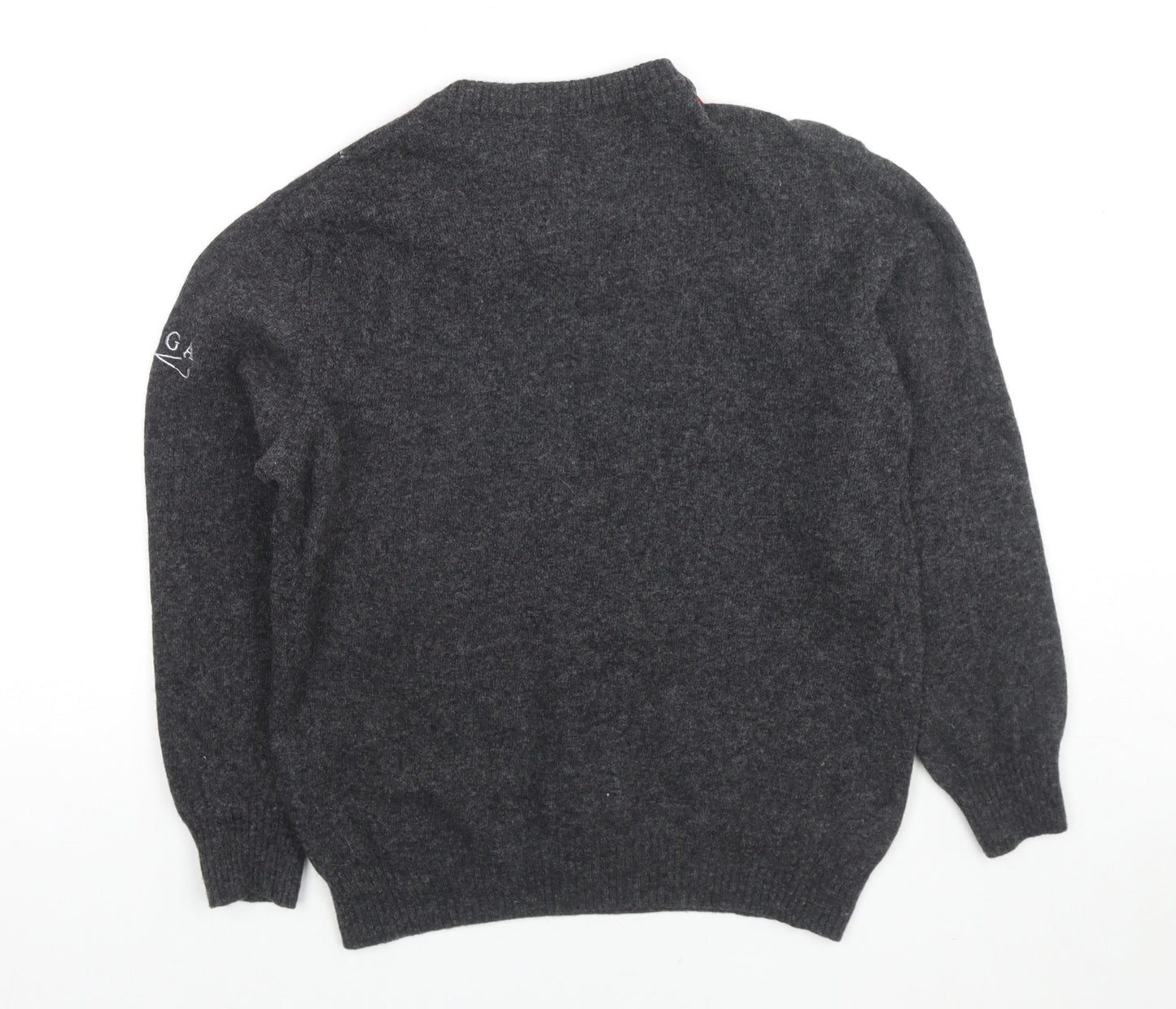 LPGA Mens Grey Round Neck Argyle/Diamond Wool Pullover Jumper Size S Long Sleeve