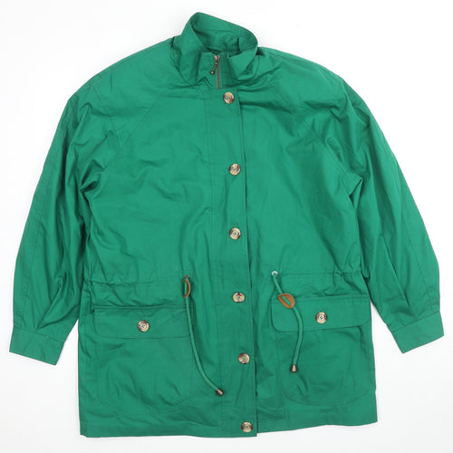 St Michael Womens Green Parka Coat Size 14 Zip