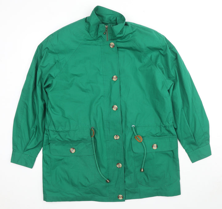 St Michael Womens Green Parka Coat Size 14 Zip