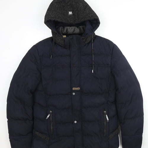MFKK Fashion Mens Blue Puffer Jacket Coat Size 3XL Zip