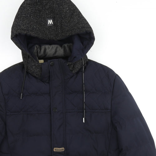 MFKK Fashion Mens Blue Puffer Jacket Coat Size 3XL Zip
