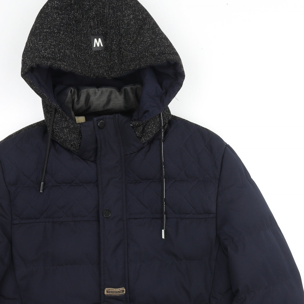 MFKK Fashion Mens Blue Puffer Jacket Coat Size 3XL Zip