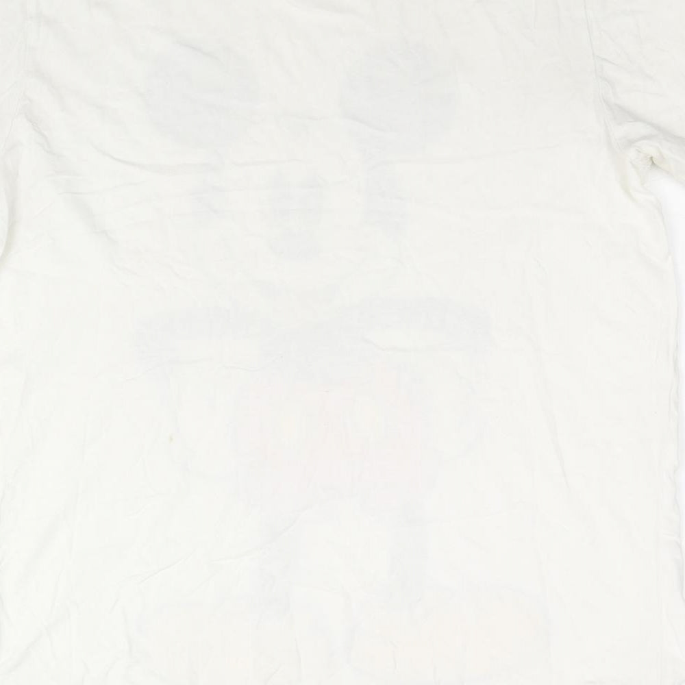H&M Mens White Cotton T-Shirt Size M Round Neck - Mickey Mouse