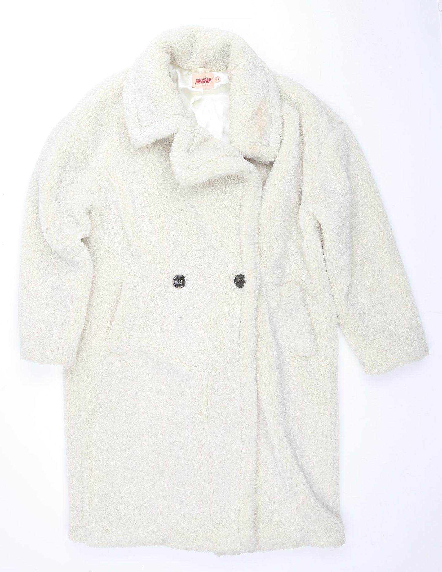 Misspap Womens Ivory Overcoat Coat Size 10 Button