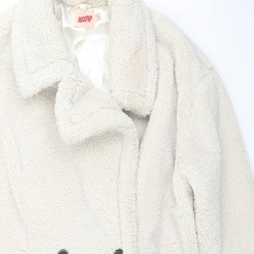 Misspap Womens Ivory Overcoat Coat Size 10 Button