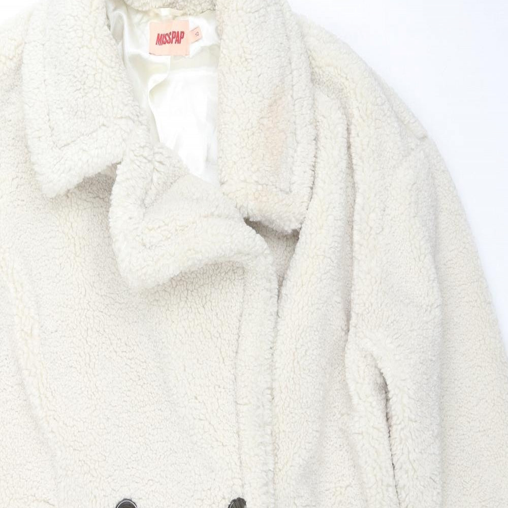 Misspap Womens Ivory Overcoat Coat Size 10 Button