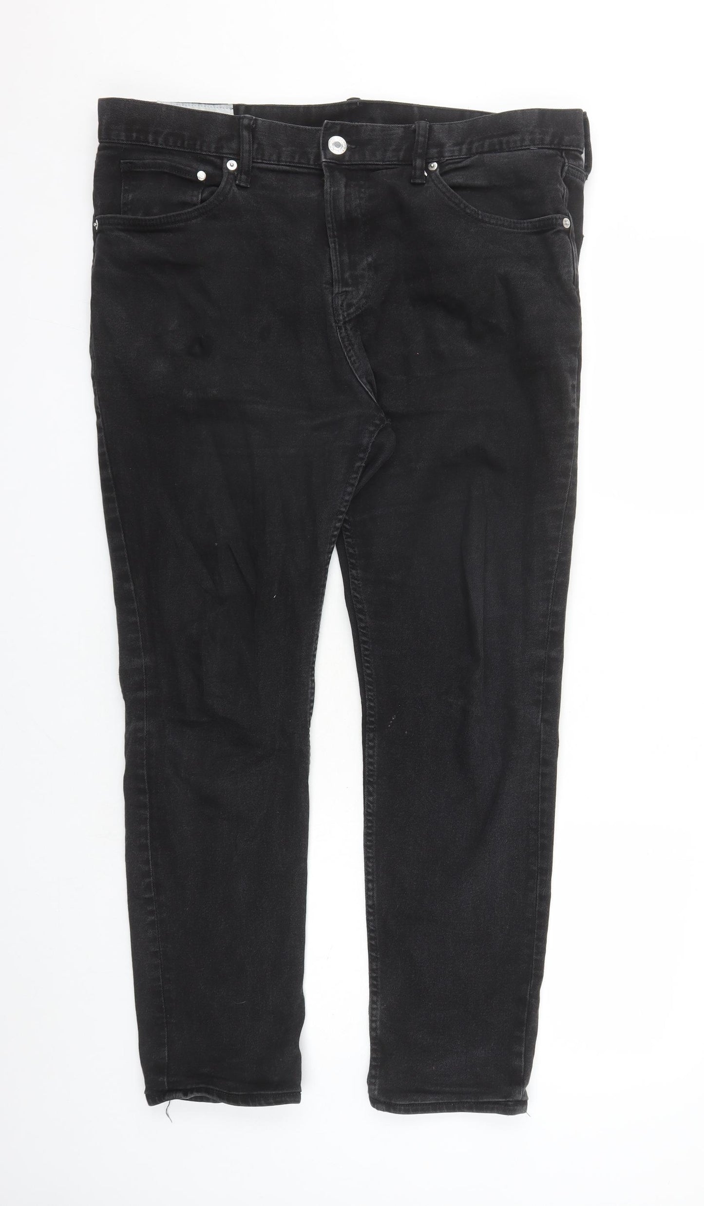 H&M Mens Black Cotton Straight Jeans Size 38 in L29 in Slim Zip