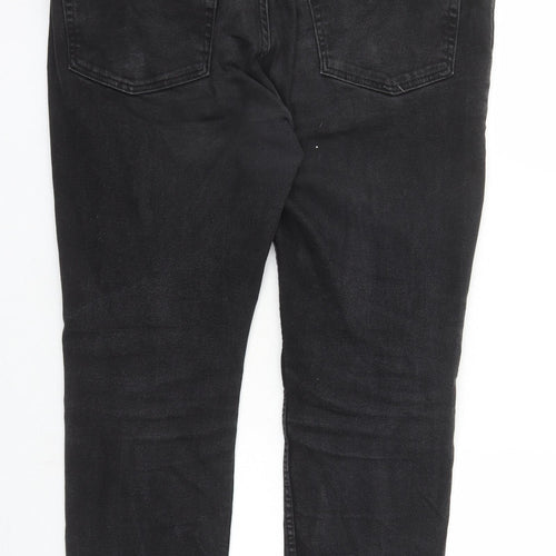 H&M Mens Black Cotton Straight Jeans Size 38 in L29 in Slim Zip
