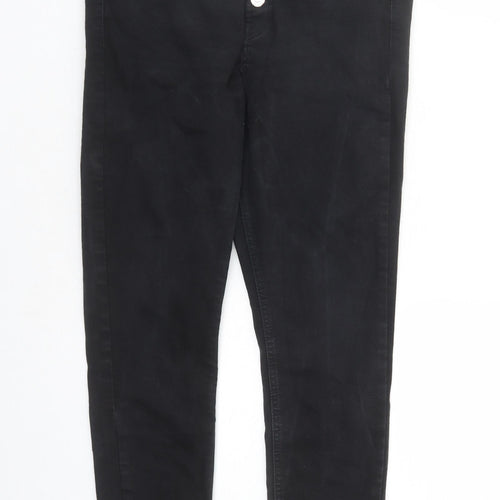 Topshop Womens Black Cotton Skinny Jeans Size 30 in L27 in Regular Button