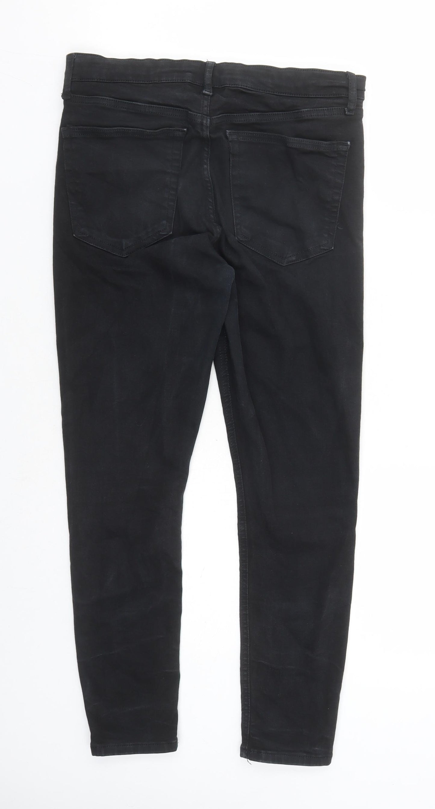 Topshop Womens Black Cotton Skinny Jeans Size 30 in L27 in Regular Button