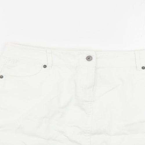 Monsoon Womens White Cotton A-Line Skirt Size 10 Zip