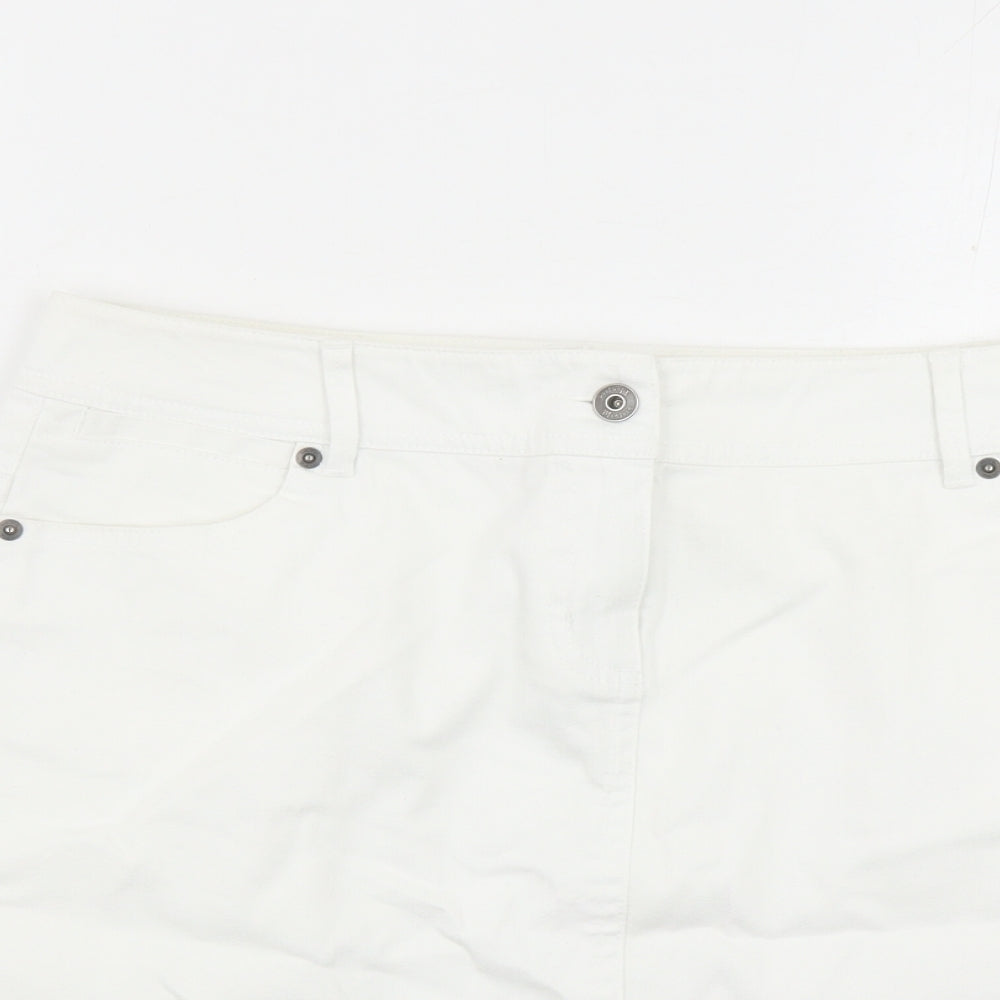 Monsoon Womens White Cotton A-Line Skirt Size 10 Zip