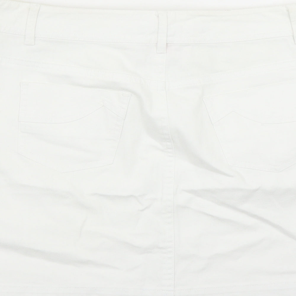 Monsoon Womens White Cotton A-Line Skirt Size 10 Zip