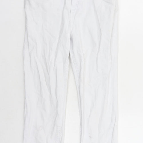 Monsoon Womens White Cotton Cropped Jeans Size 8 L22 in Regular Zip