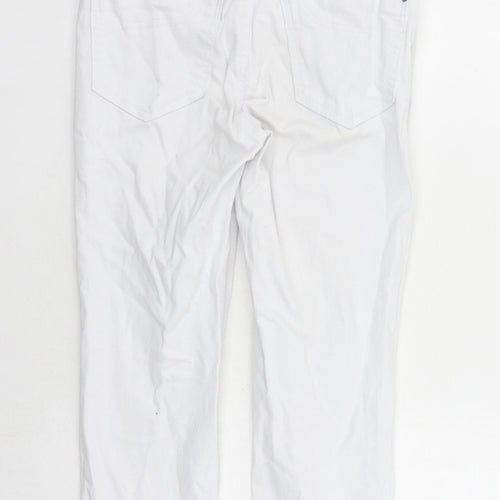 Monsoon Womens White Cotton Cropped Jeans Size 8 L22 in Regular Zip