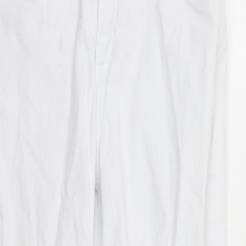 Monsoon Womens White Cotton Cropped Jeans Size 8 L22 in Regular Zip