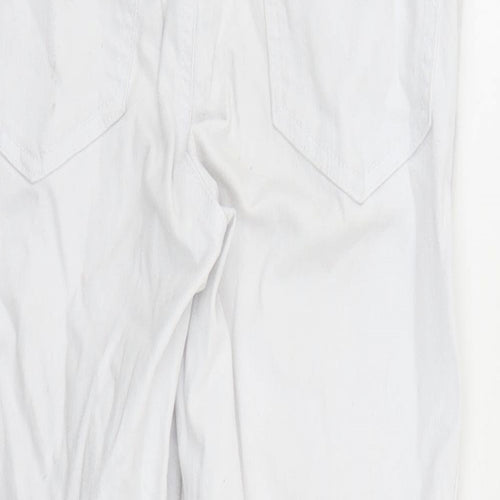 Monsoon Womens White Cotton Cropped Jeans Size 8 L22 in Regular Zip
