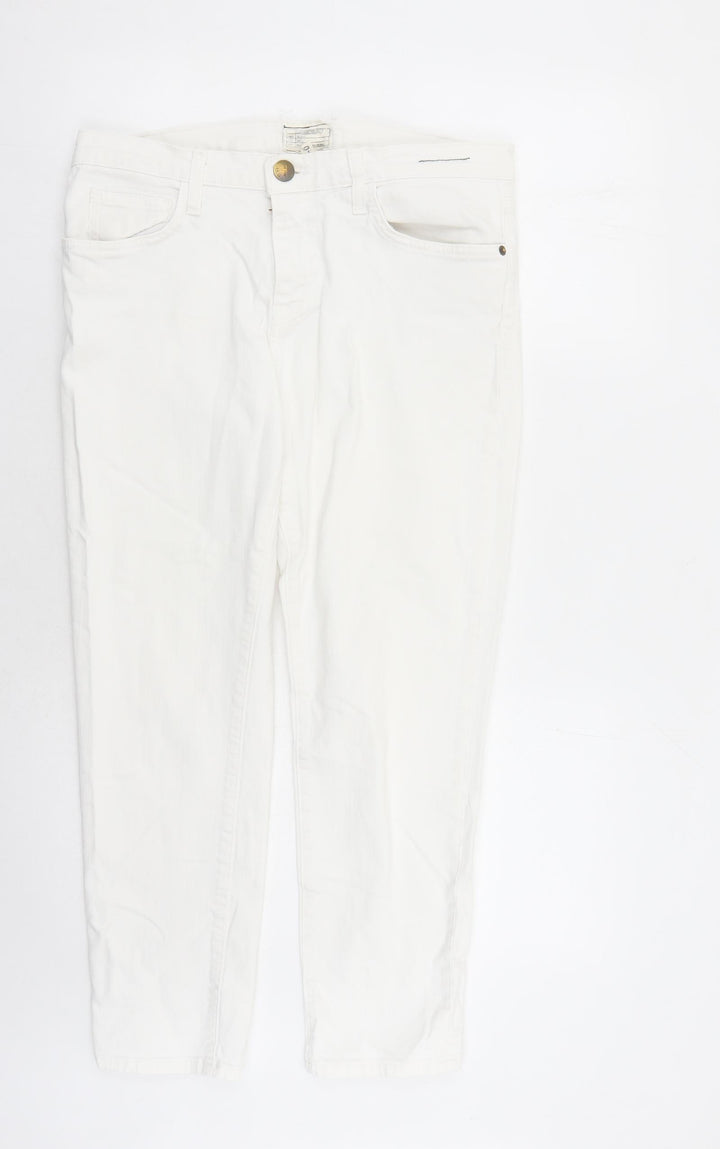 Current/Elliott Womens White Cotton Straight Jeans Size 34 in L27 in Regular Zip