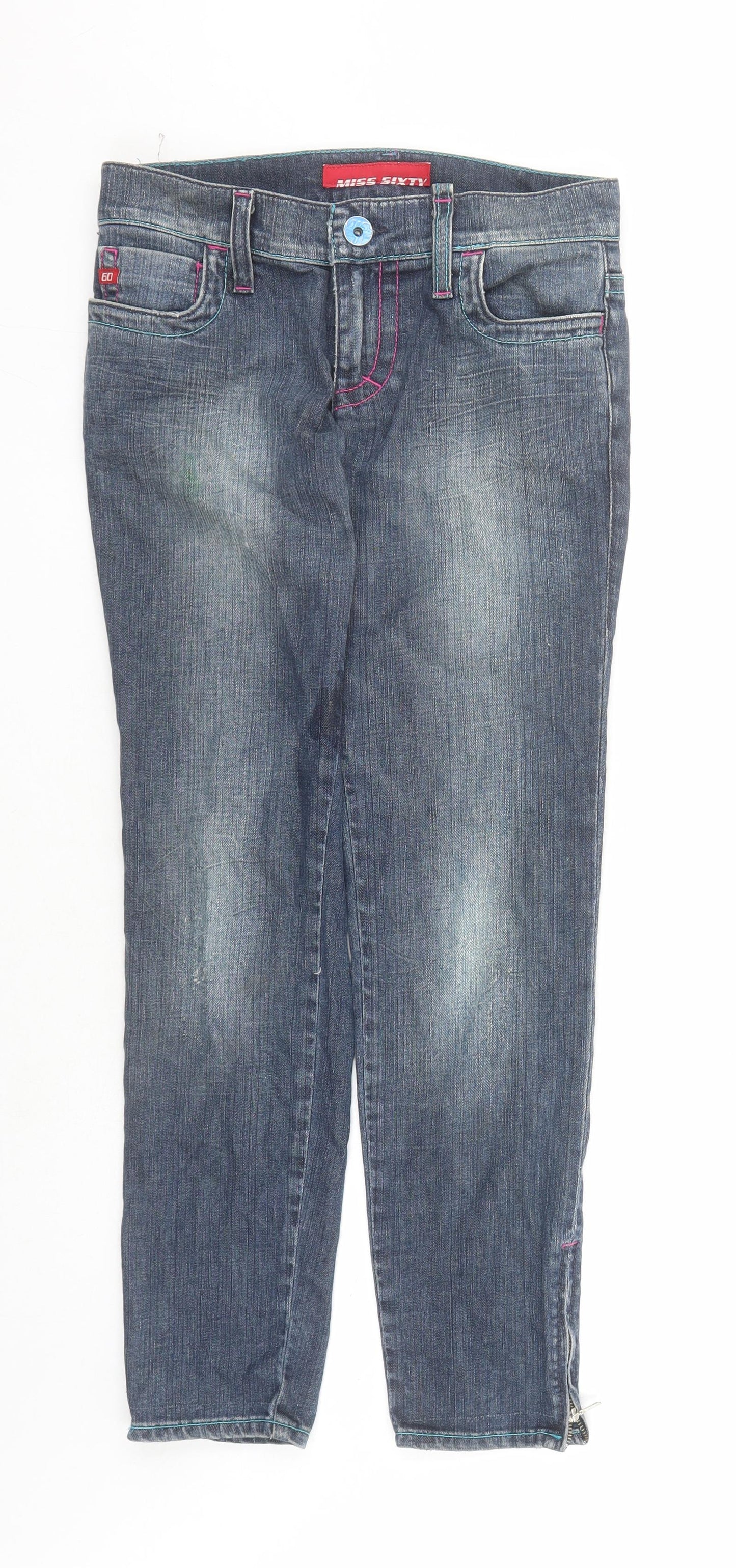 Miss Sixty Girls Blue Cotton Straight Jeans Size 13 Years L27 in Regular Zip