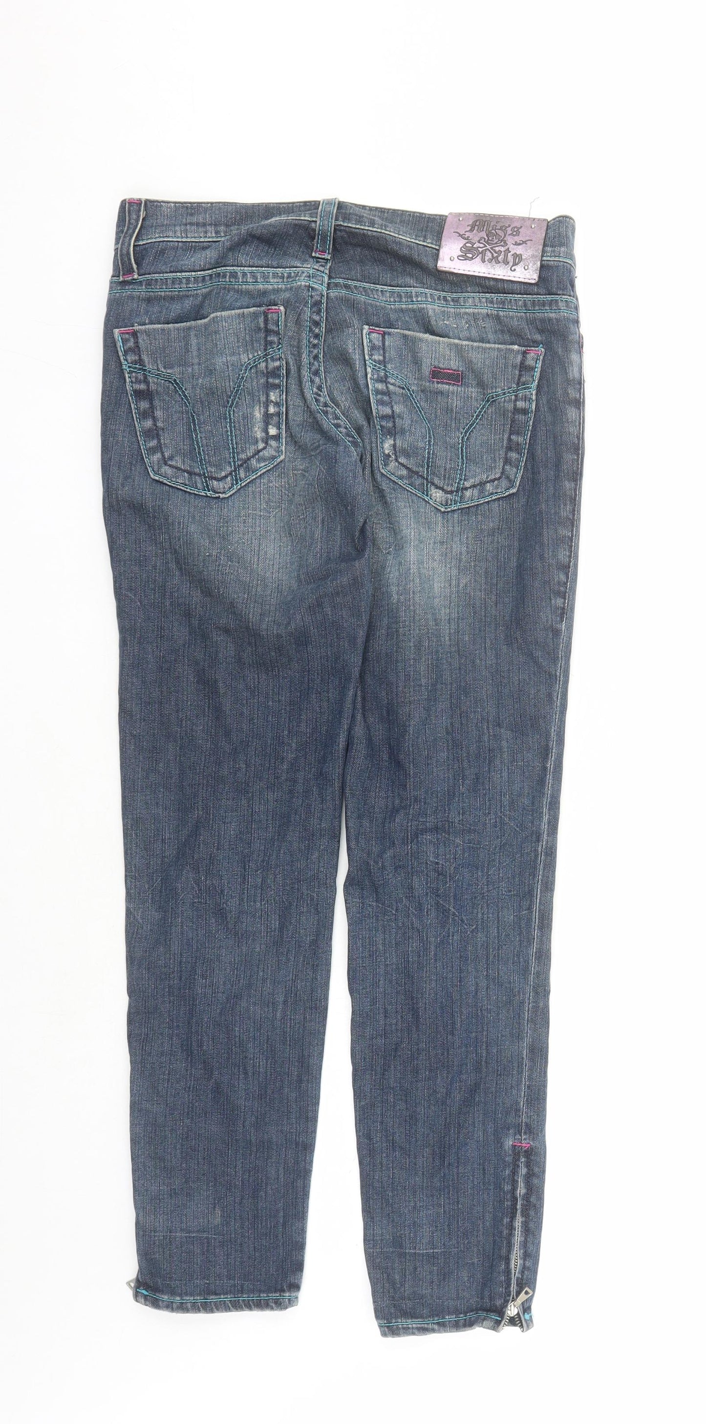 Miss Sixty Girls Blue Cotton Straight Jeans Size 13 Years L27 in Regular Zip