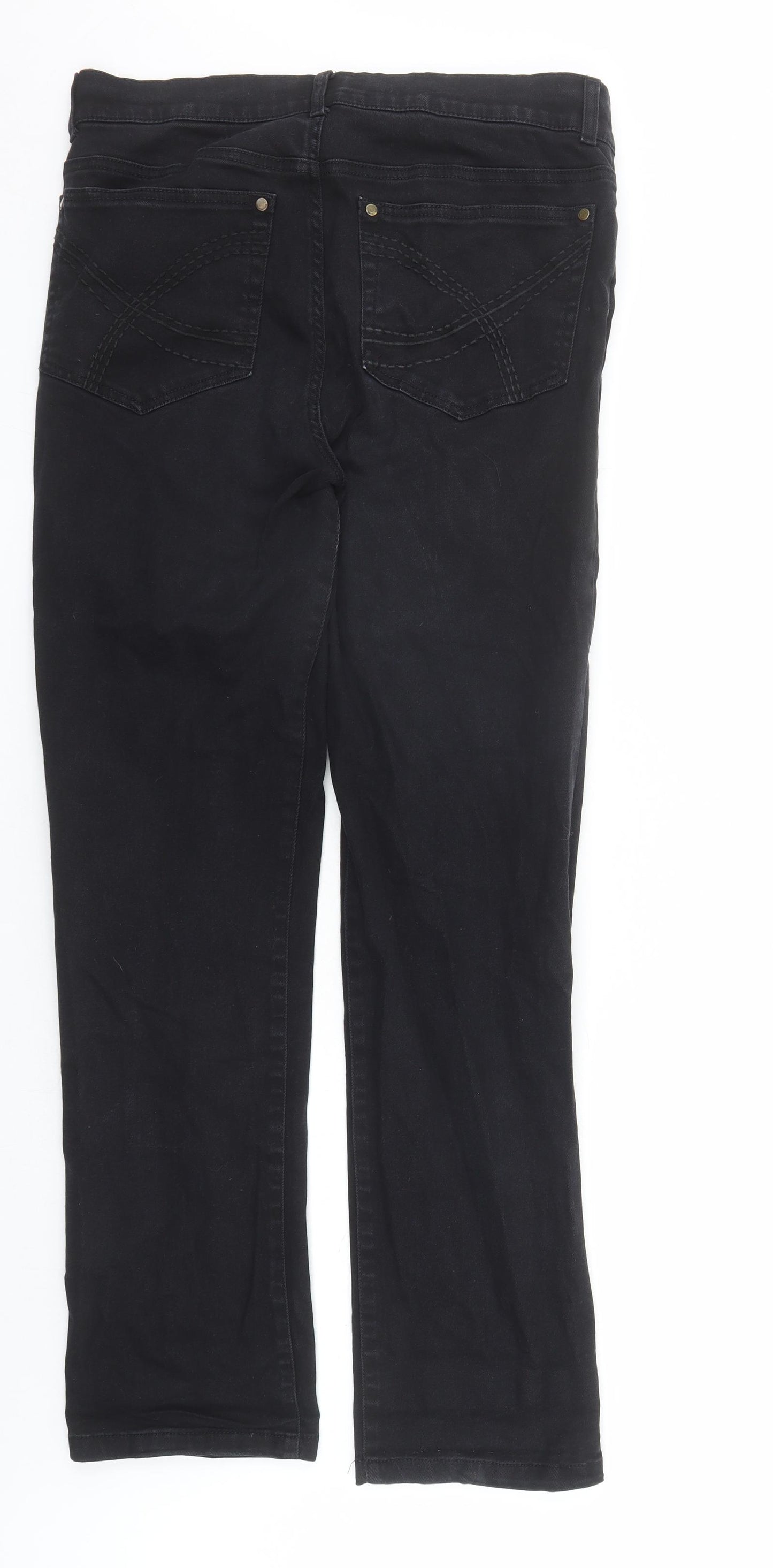 Heavenly Jeans Womens Black Cotton Straight Jeans Size 12 L31 in Regular Zip