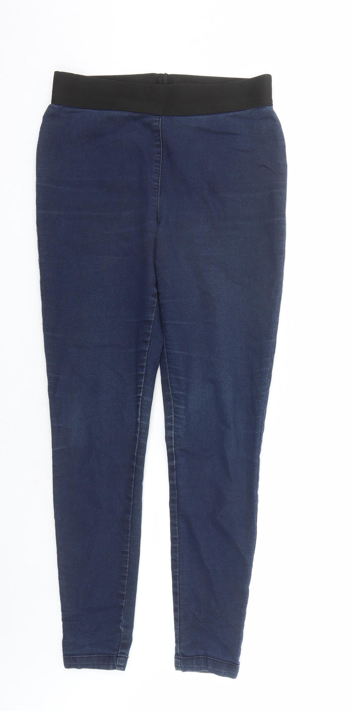 Marks and Spencer Womens Blue Cotton Jegging Jeans Size 10 L28 in Regular - Elasticated Waist