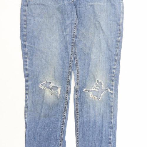 Mango Womens Blue Cotton Straight Jeans Size 30 in L31 in Slim Zip
