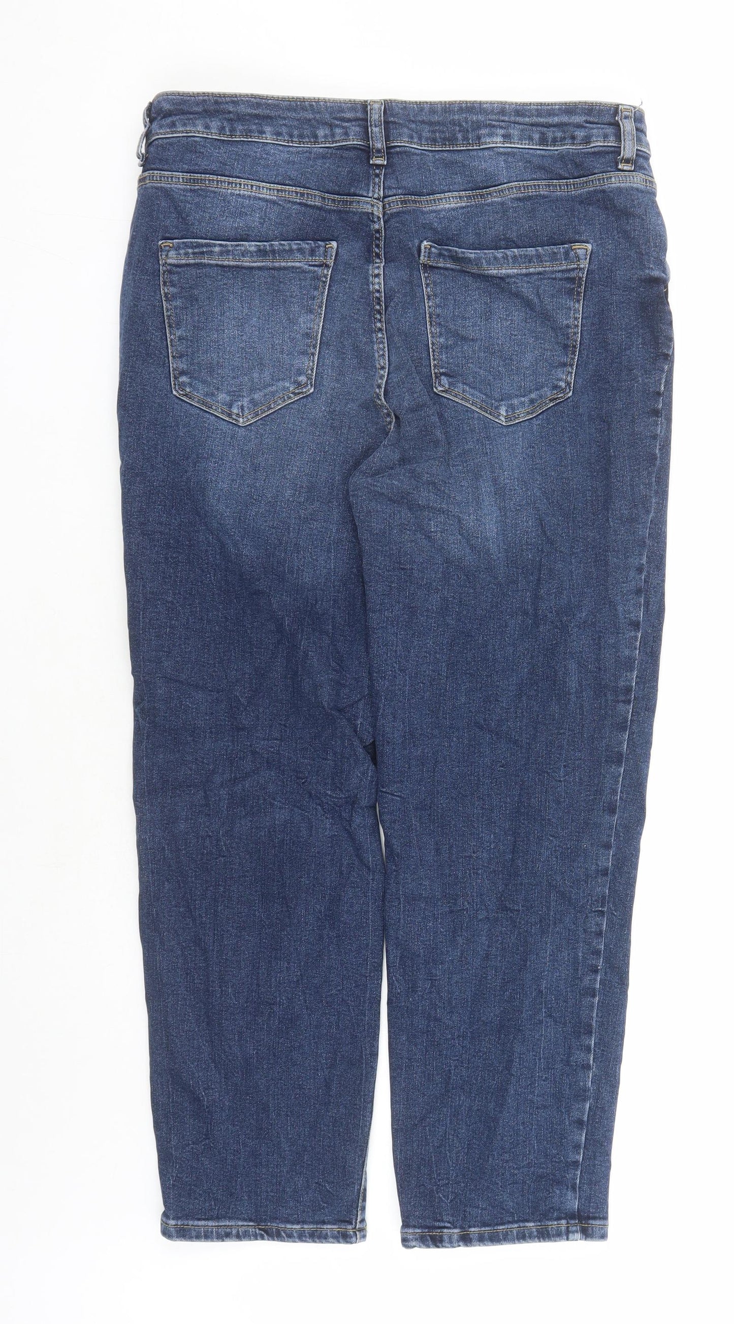 George Womens Blue Cotton Straight Jeans Size 14 L27 in Regular Zip