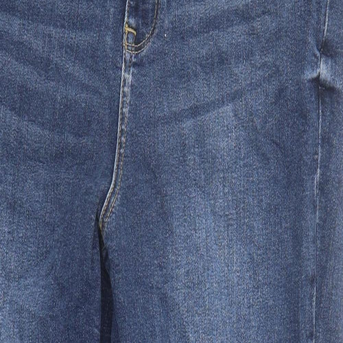 George Womens Blue Cotton Straight Jeans Size 14 L27 in Regular Zip