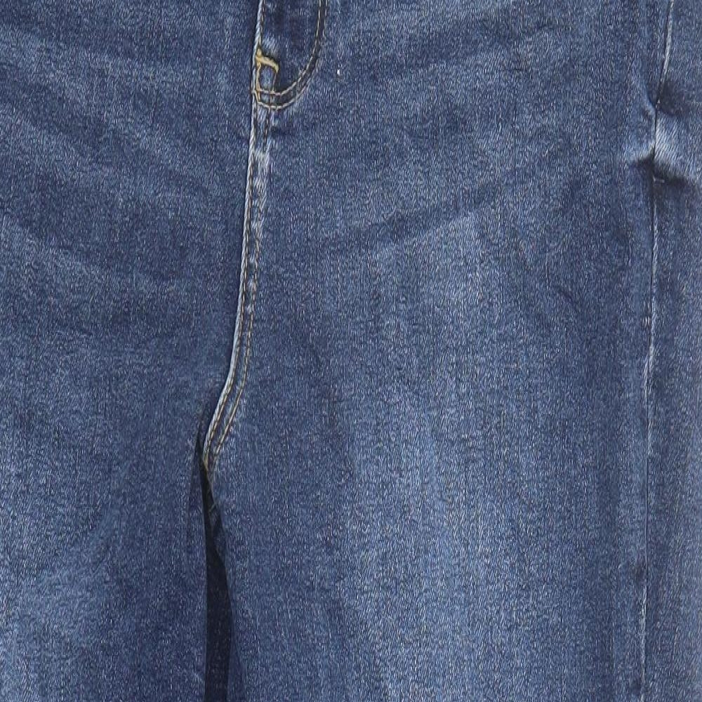 George Womens Blue Cotton Straight Jeans Size 14 L27 in Regular Zip