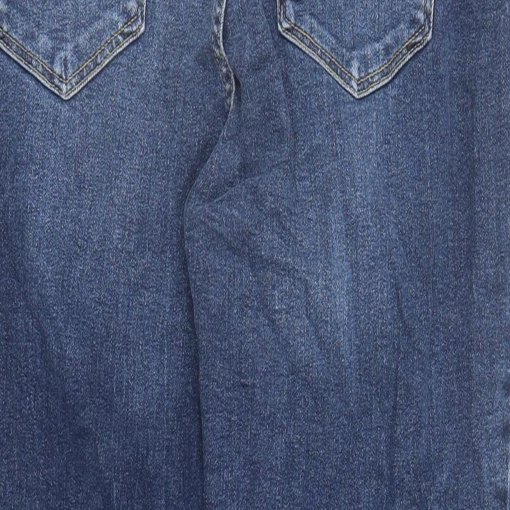 George Womens Blue Cotton Straight Jeans Size 14 L27 in Regular Zip