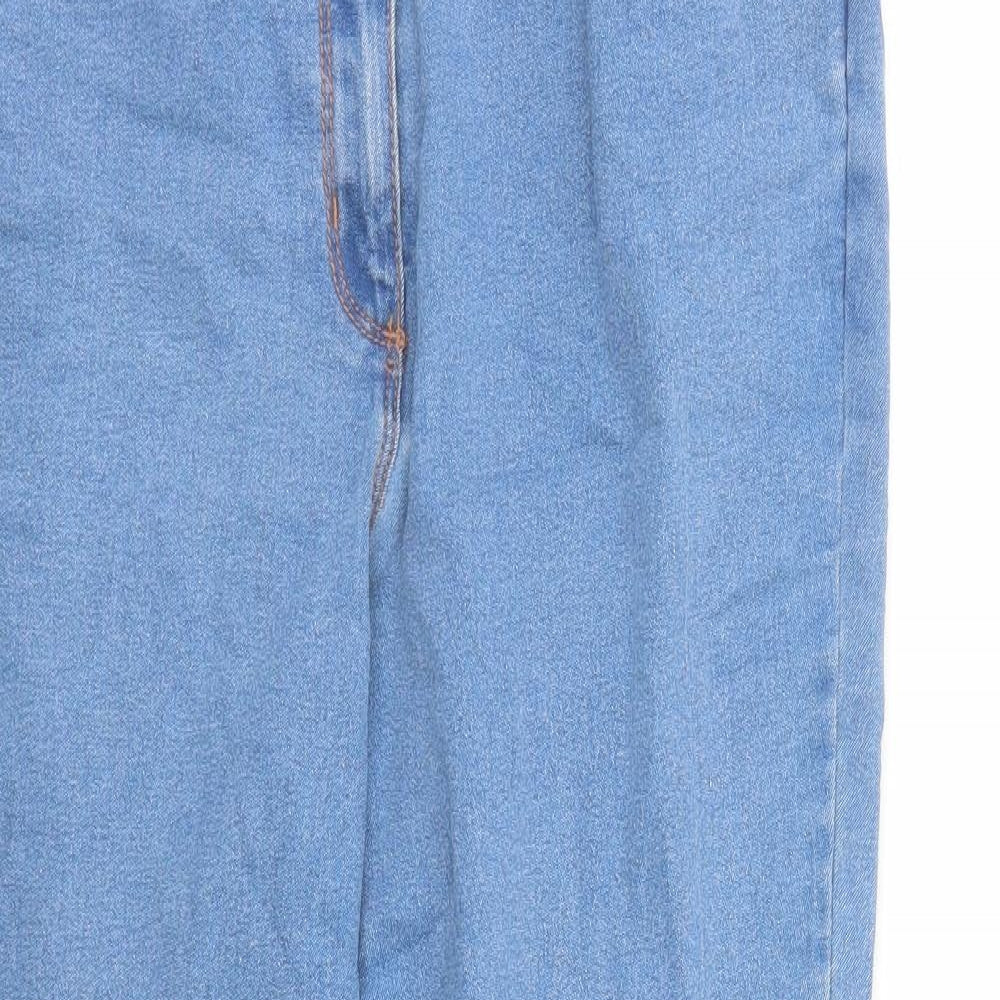 Bonmarché Womens Blue Cotton Straight Jeans Size 12 L27 in Regular Zip - Elasticated Waist