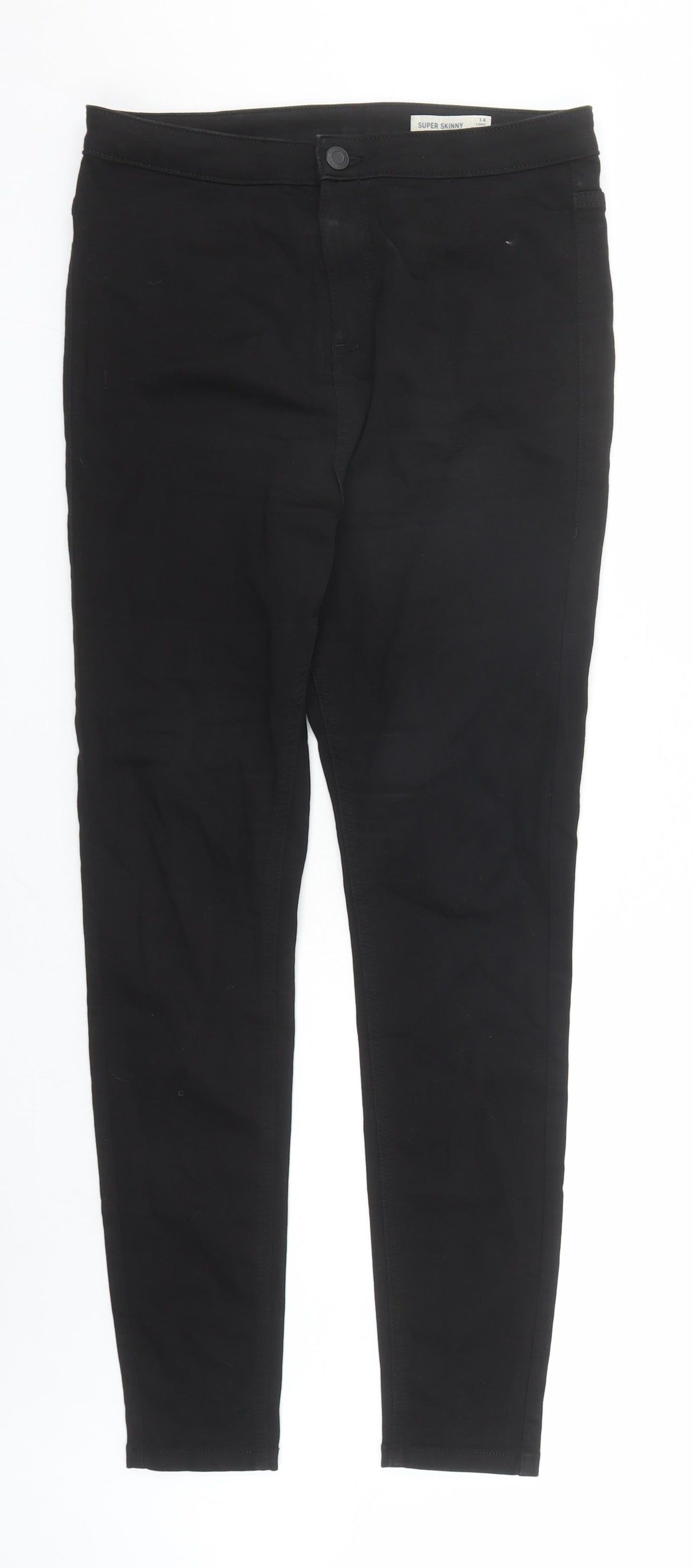 Marks and Spencer Womens Black Cotton Skinny Jeans Size 14 L30 in Regular Zip