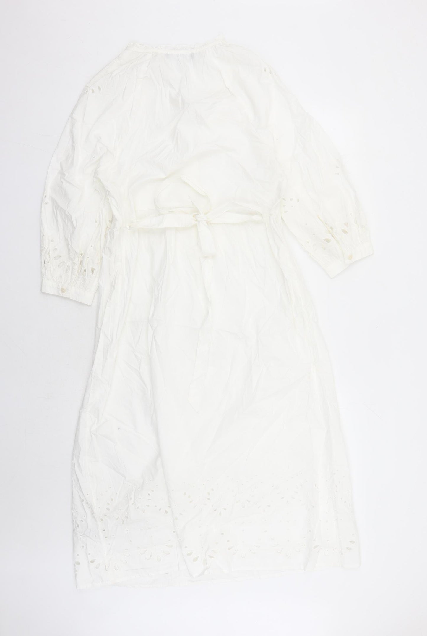 Marks and Spencer Womens White Cotton A-Line Size 6 V-Neck Pullover