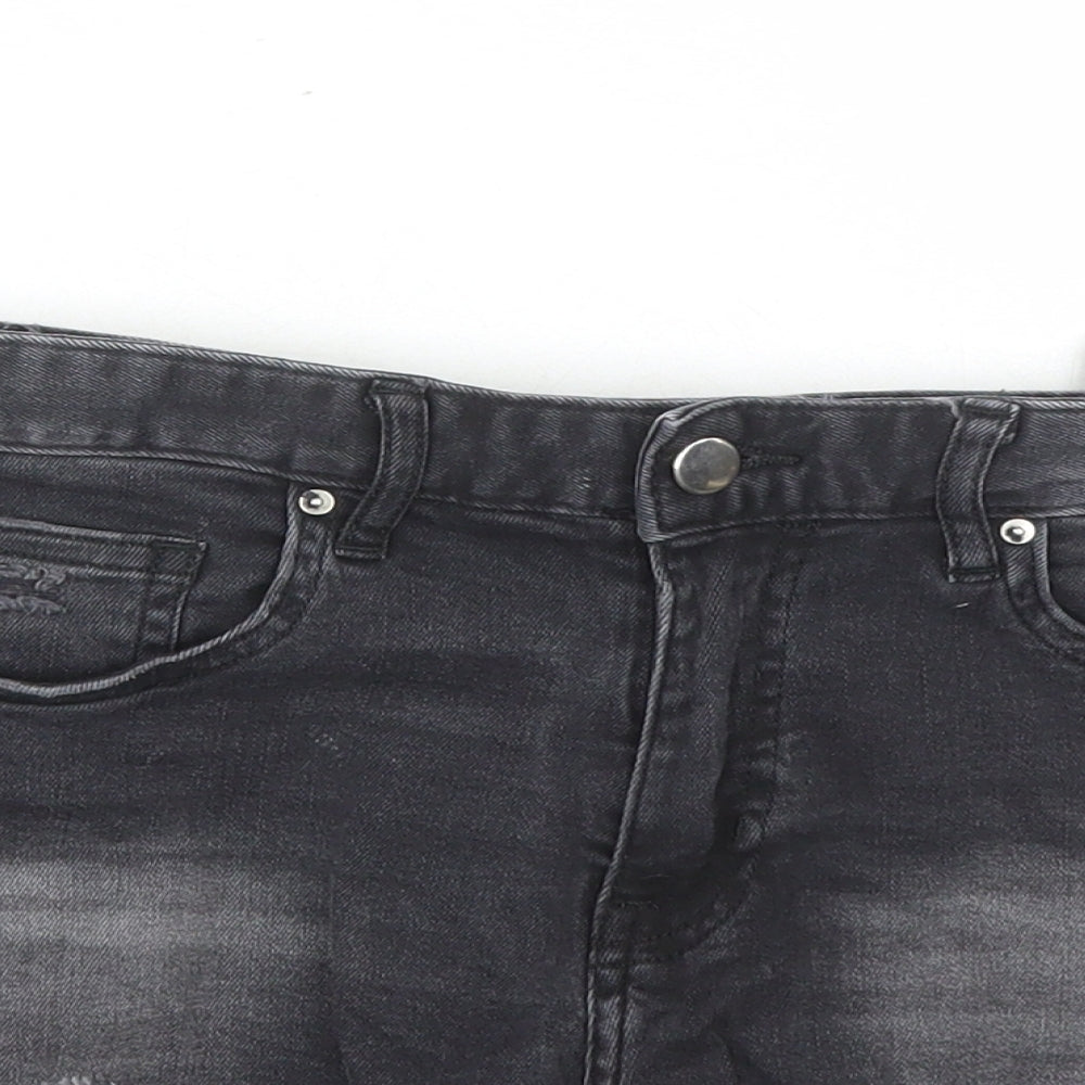 H&M Womens Black Cotton Cut-Off Shorts Size 8 Regular Zip