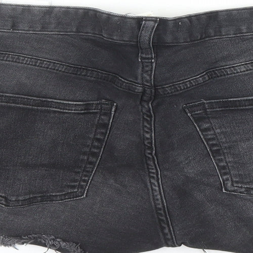 H&M Womens Black Cotton Cut-Off Shorts Size 8 Regular Zip