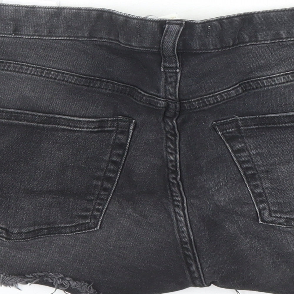 H&M Womens Black Cotton Cut-Off Shorts Size 8 Regular Zip