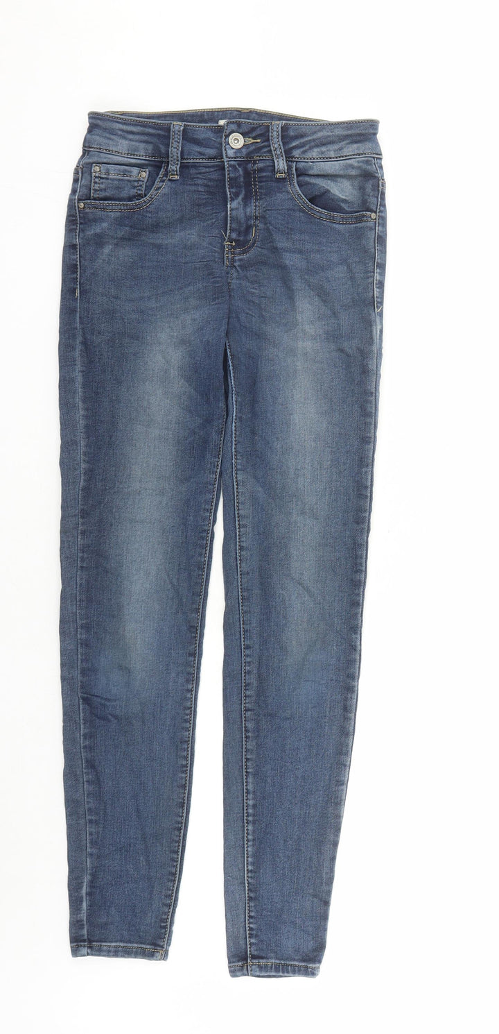 Miss BonBon Womens Blue Cotton Skinny Jeans Size S L28 in Regular Zip
