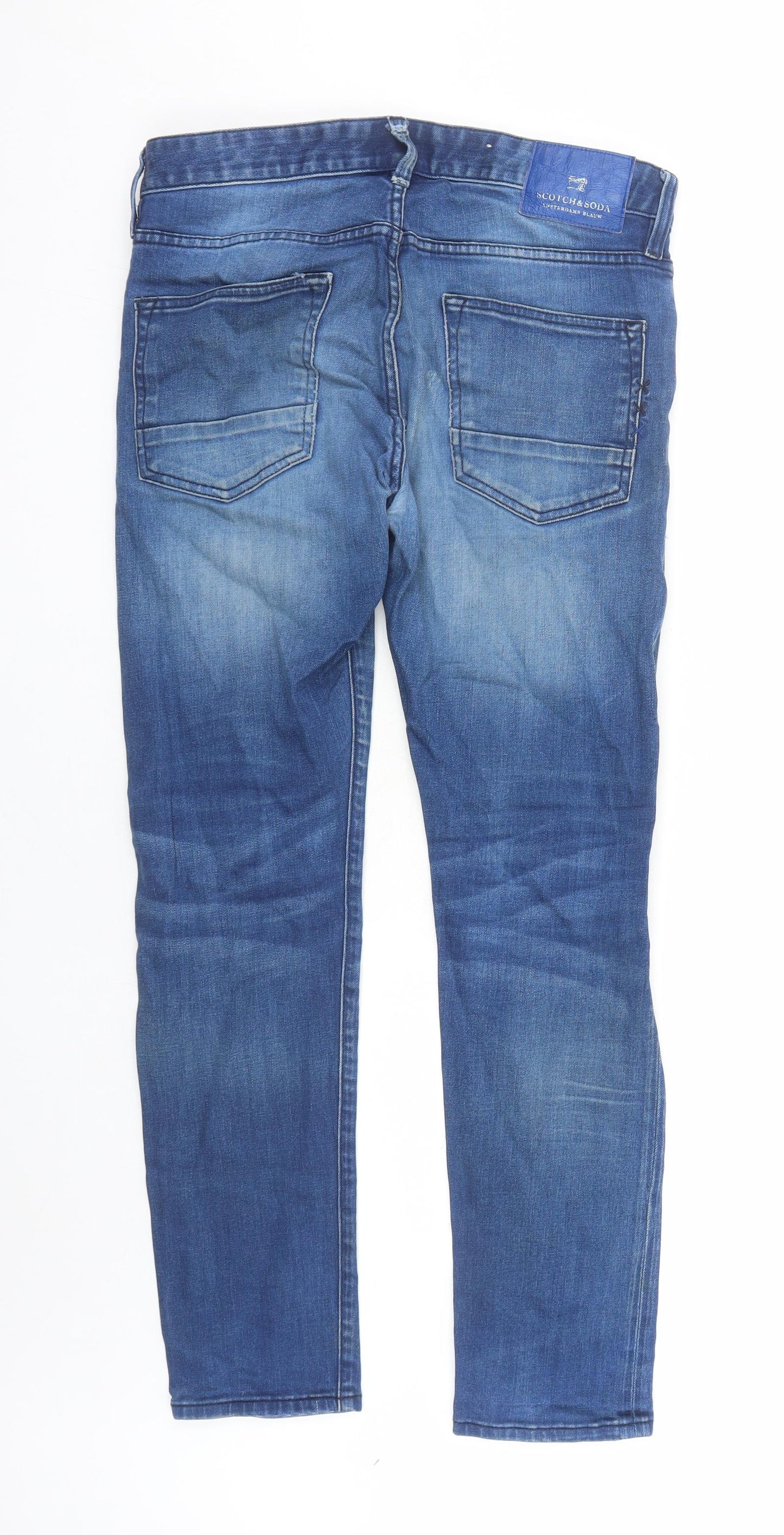 Scotch & Soda Mens Blue Cotton Straight Jeans Size 30 in L30 in Regular Zip
