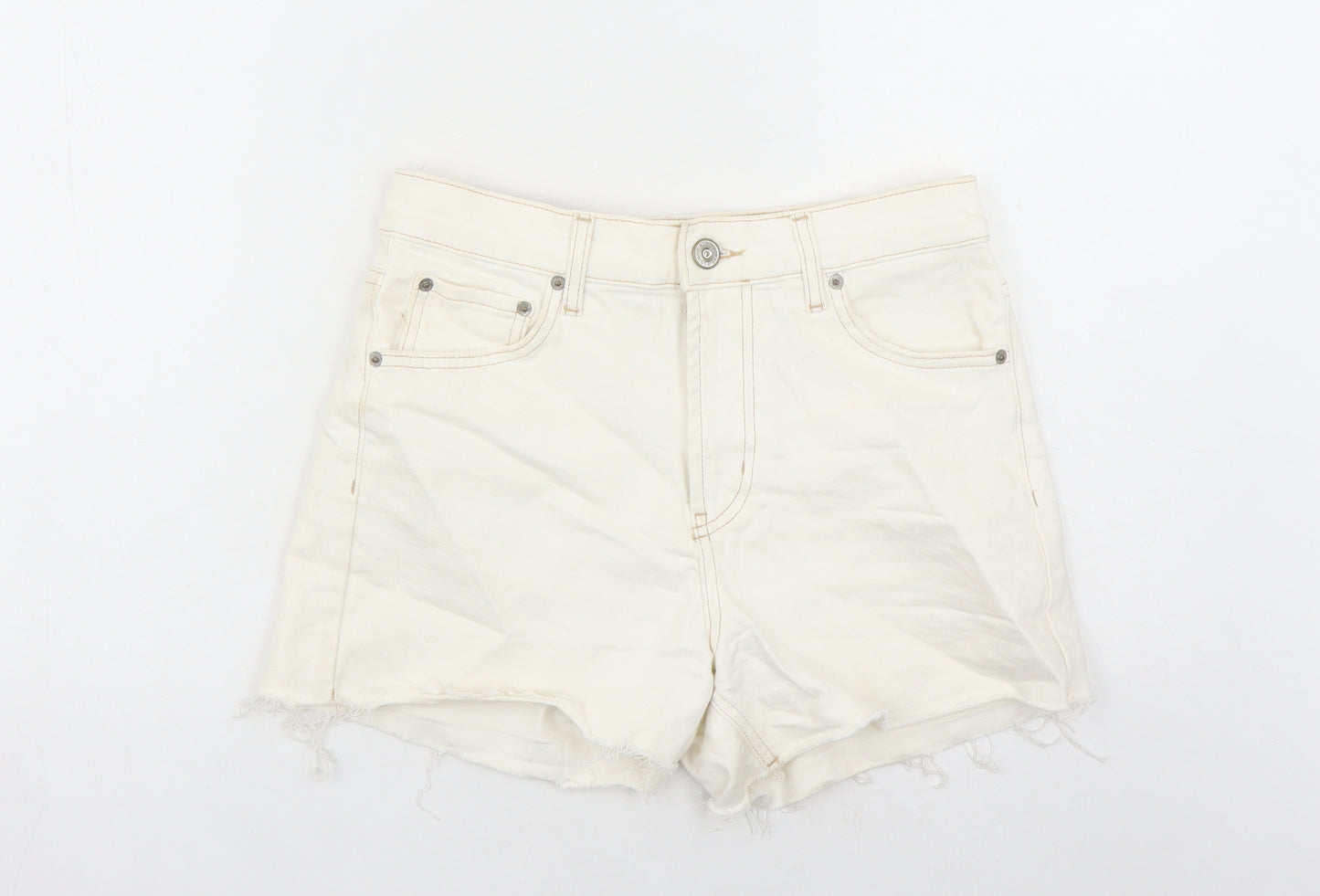 BDG Womens White Cotton Basic Shorts Size 30 in L3 in Regular Zip
