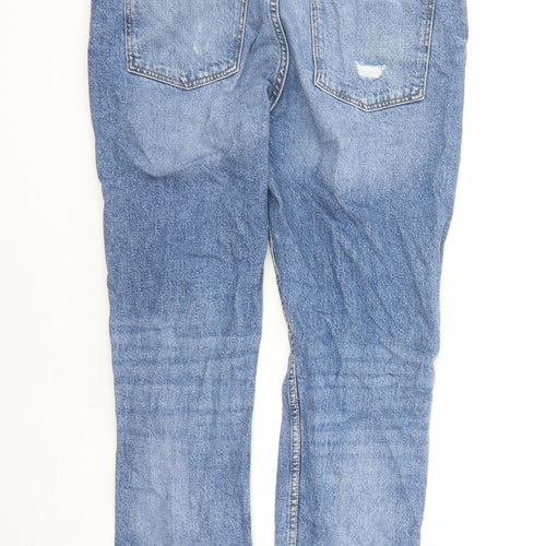 Denim & Co. Womens Blue Cotton Straight Jeans Size 14 L28 in Regular Zip
