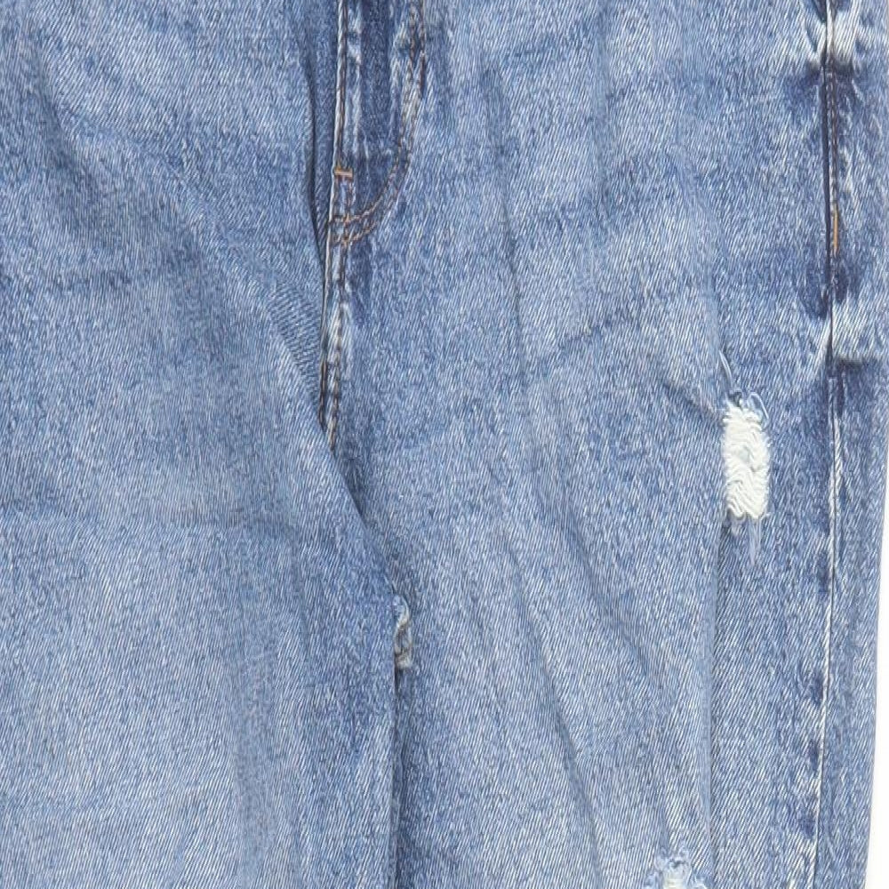 Denim & Co. Womens Blue Cotton Straight Jeans Size 14 L28 in Regular Zip