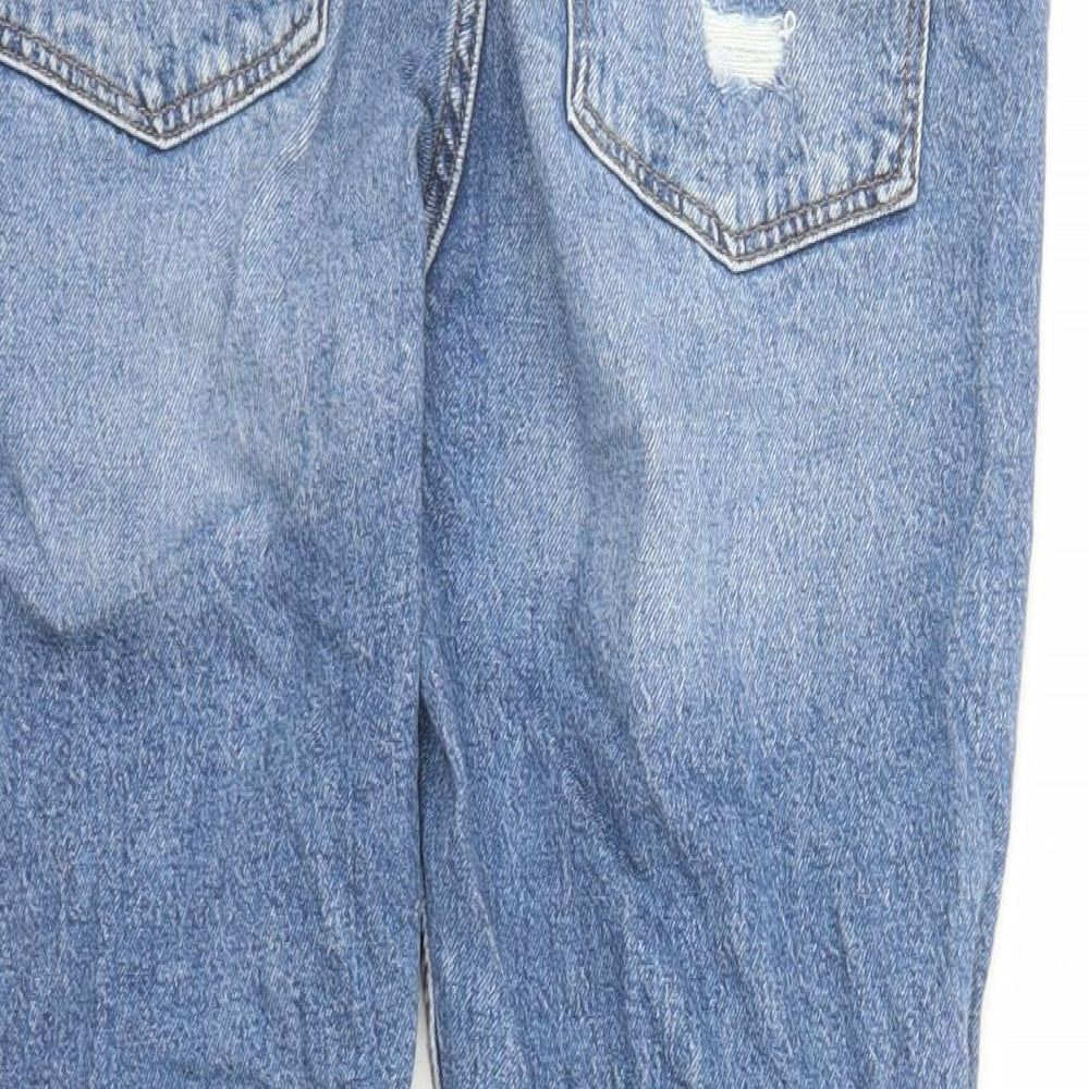 Denim & Co. Womens Blue Cotton Straight Jeans Size 14 L28 in Regular Zip