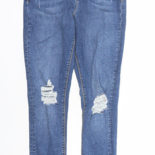 Miss Selfridge Womens Blue Cotton Skinny Jeans Size 10 L31 in Regular Zip