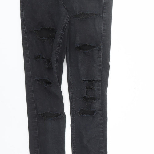 Topshop Womens Black Cotton Skinny Jeans Size 24 in L30 in Regular Zip