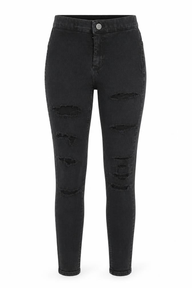 Topshop Womens Black Cotton Skinny Jeans Size 24 in L30 in Regular Zip