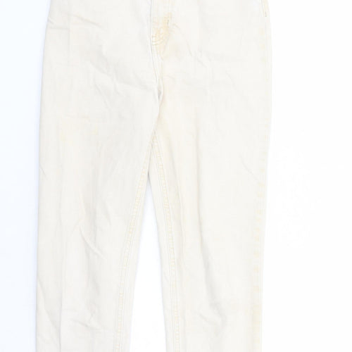 H&M Womens Beige Cotton Straight Jeans Size 6 L26 in Regular Zip