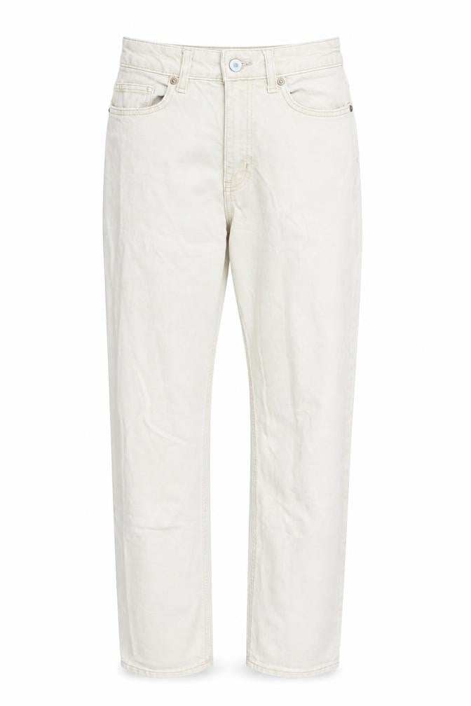 H&M Womens Beige Cotton Straight Jeans Size 6 L26 in Regular Zip