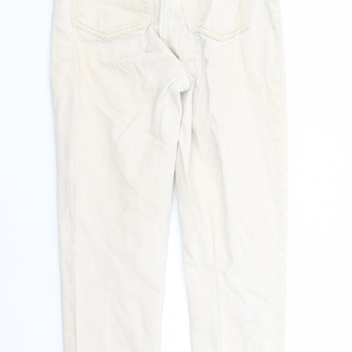 H&M Womens Beige Cotton Straight Jeans Size 6 L26 in Regular Zip