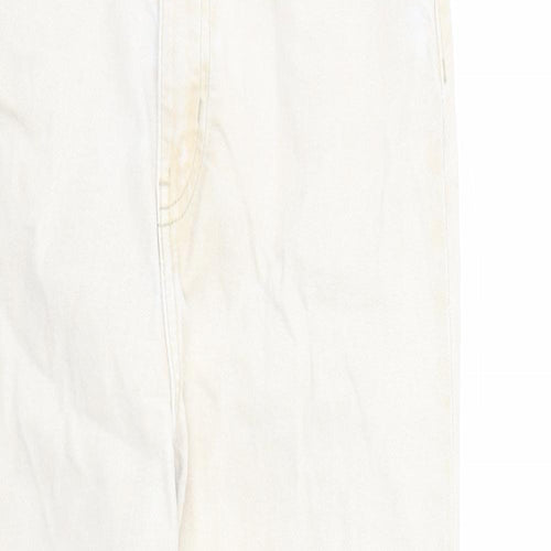 H&M Womens Beige Cotton Straight Jeans Size 6 L26 in Regular Zip